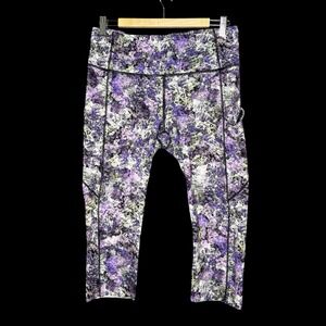 Lululemon Fast Free Crop II Nulux 19" Vivid Vision Multi Black Size 12 Purple